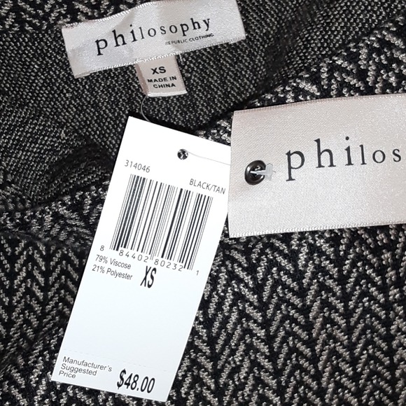 PHILOSOPHY SKIRT Black White SKATER EYELASH HEM NEW! - Picture 3 of 4